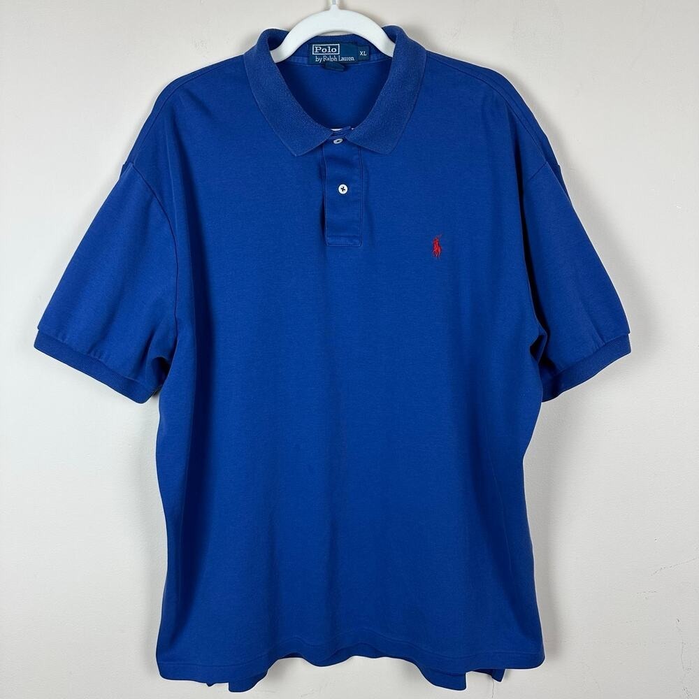 Polo Ralph Lauren Mens Polo Shirt Blue Red Pony XL Classic Preppy Cotton Golf